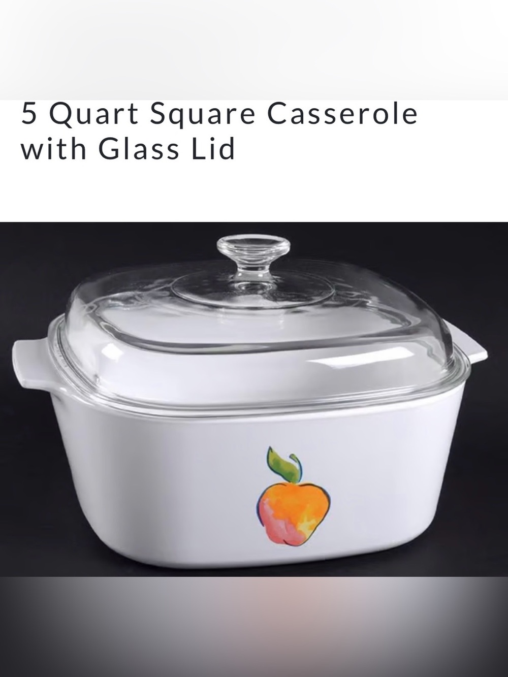 Vintage Corningware fruit basket apple 5l Casserole Dish w/Lid made USA